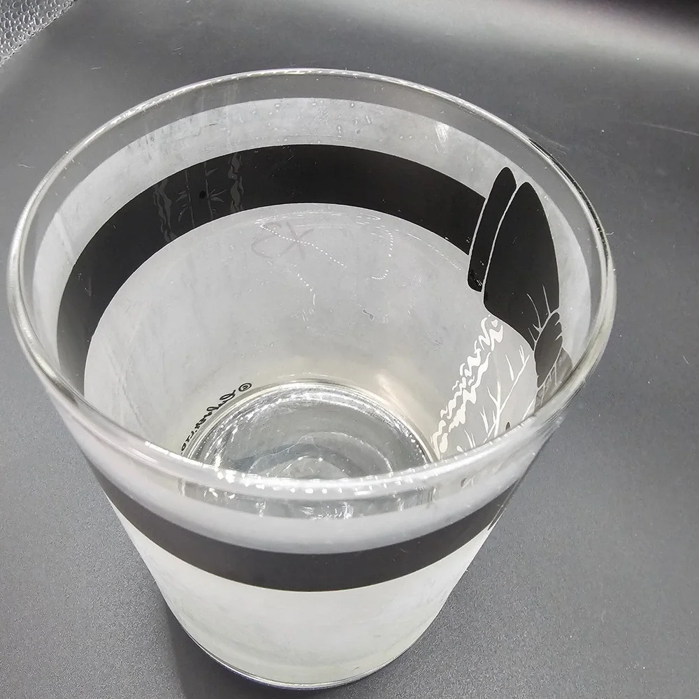 Vintage Culver Tuxedo Rocks Glass Mid Century Black Tie Cocktail‎ Barware